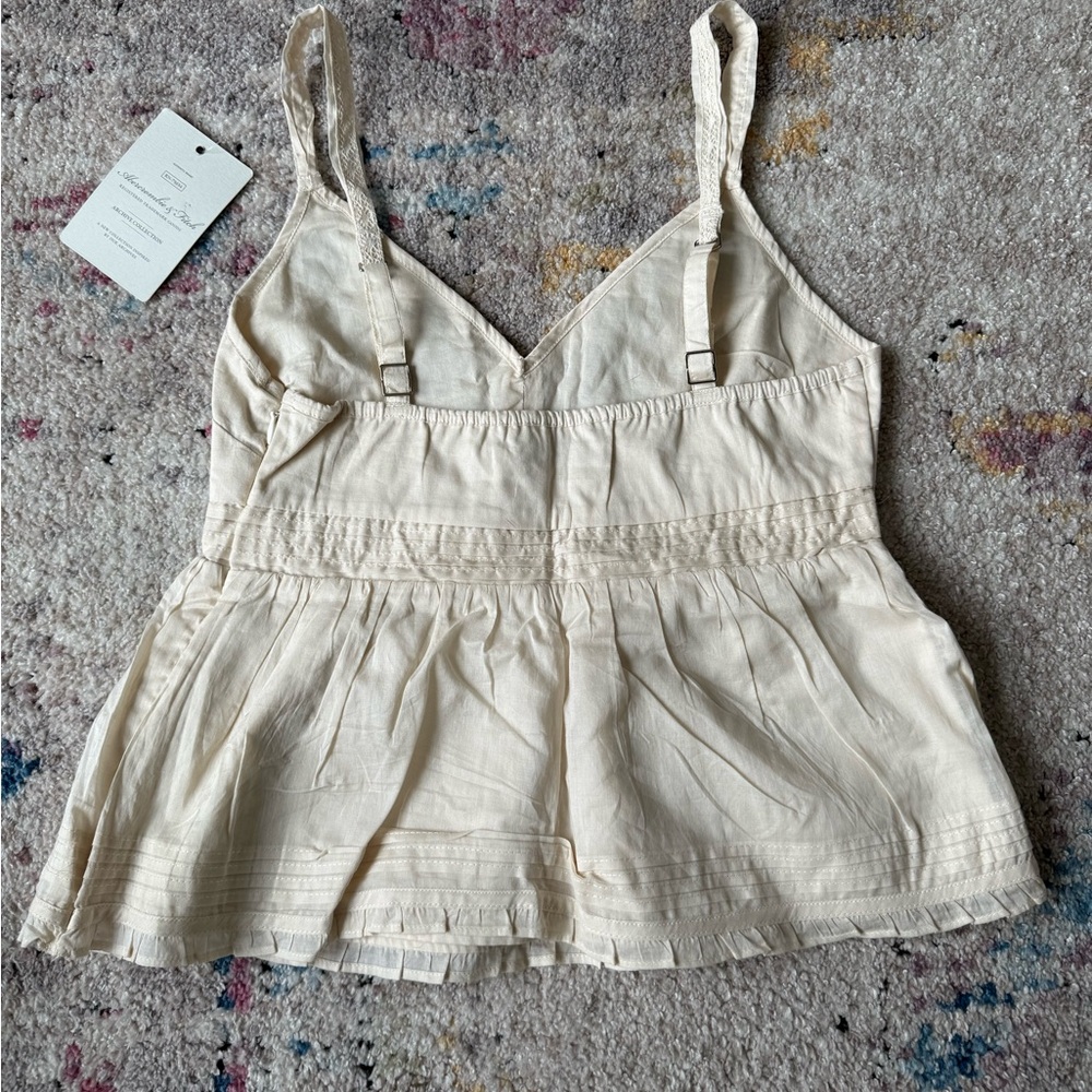 Abercrombie & Fitch Cream Blouse with Navy Floral Embroidery - Picture 2 of 5